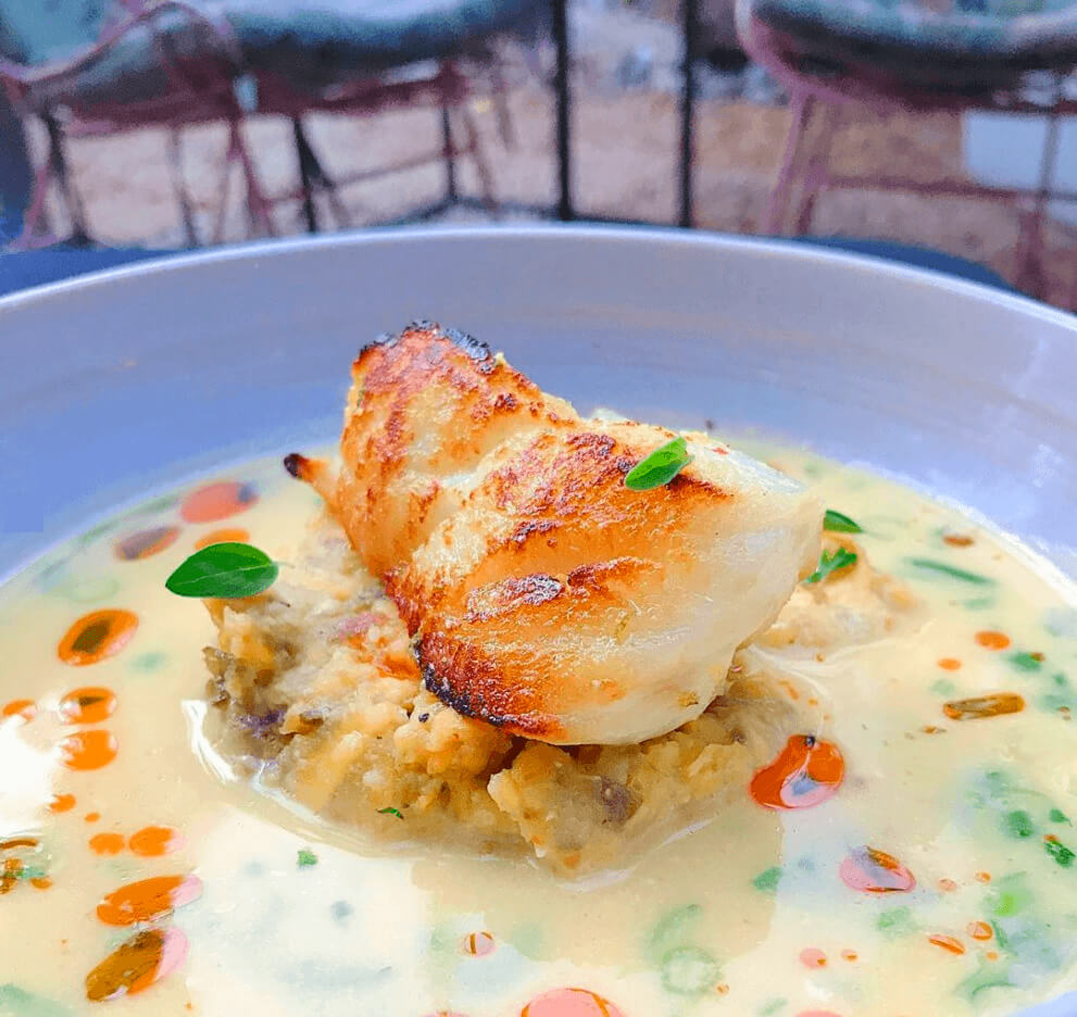 Puerto Rico Vacation, Mofongo with cod in pumpkin-coconut broth, Jungle Baobao